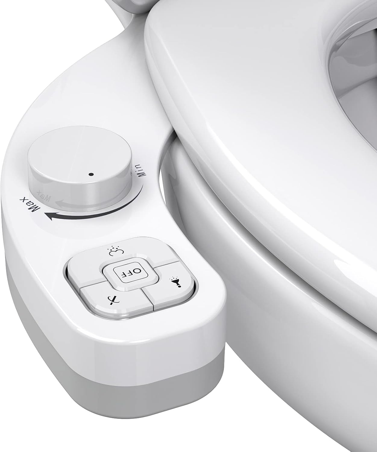 Japanese bidet attachment — dual nozzle close-up