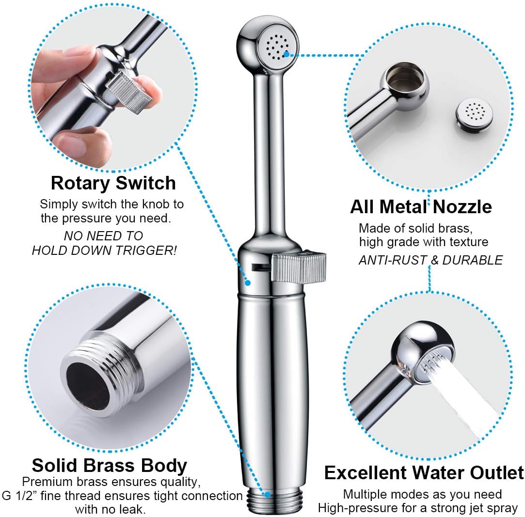 SonTiy chrome bidet sprayer — valve detail